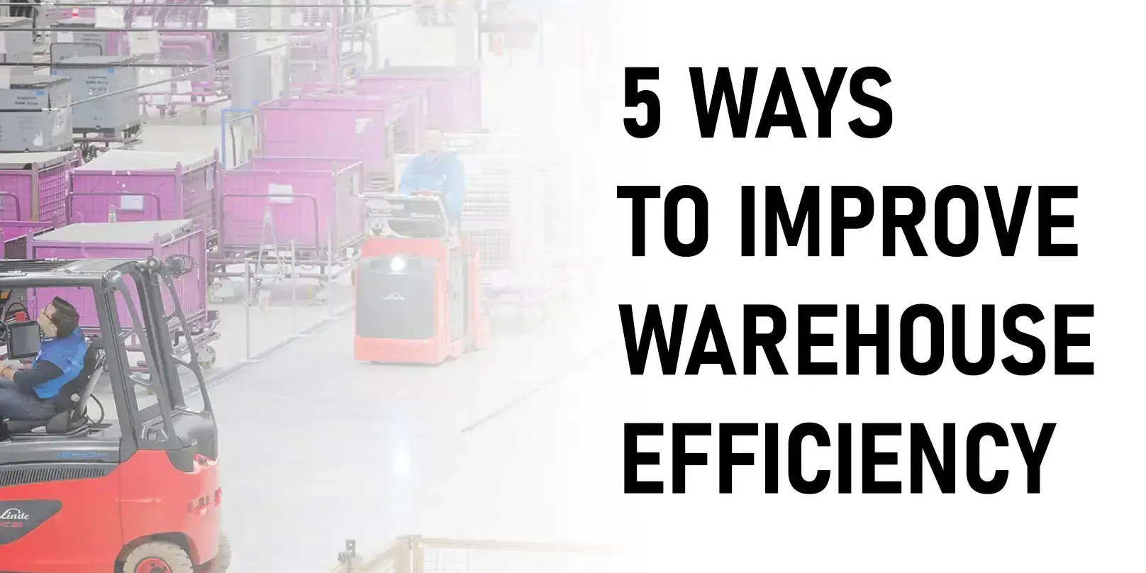 Workers inside of a warehouse operating material handling equipment