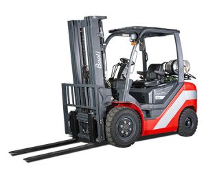 Frontal View of a Baoli KBG Series Propane Forklift on a White Background