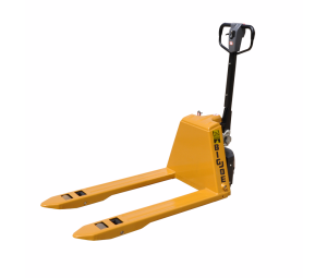 Frontal View of the Big Joe P33 Semi Electric Pallet Jack on a White Background