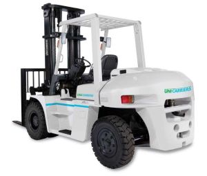 Rear view of the Unicarriers GO6 Series High Capacity Forklift on a White Background