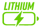 A green icon of a lithium battery with the word litihum above it