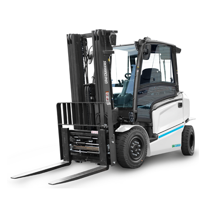 A Frontal View of Unicarriers MXL Series Forklift on a White Background