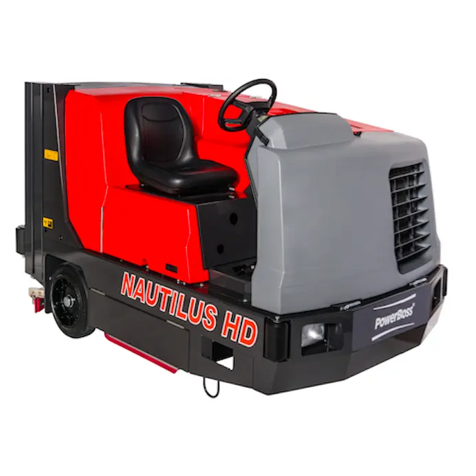 Frontal View of a Powerboss Nautilus Scrubber on a White Background