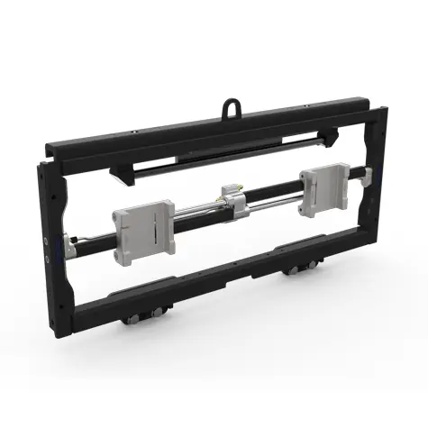 A Cascade fork positioner forklift attachment on a white background