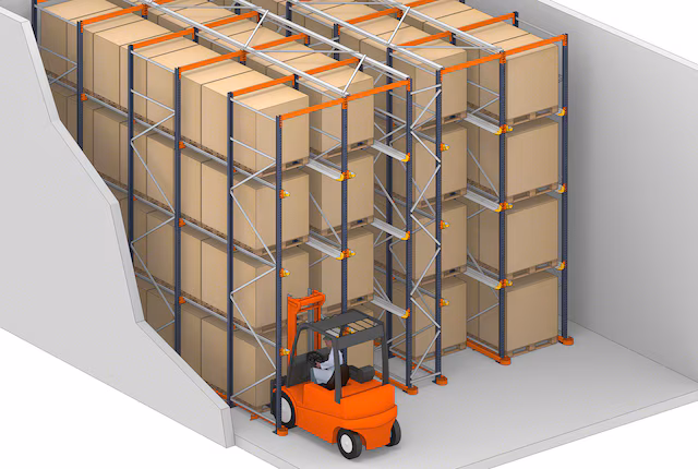 a diagram of a drive-in pallet racking system
